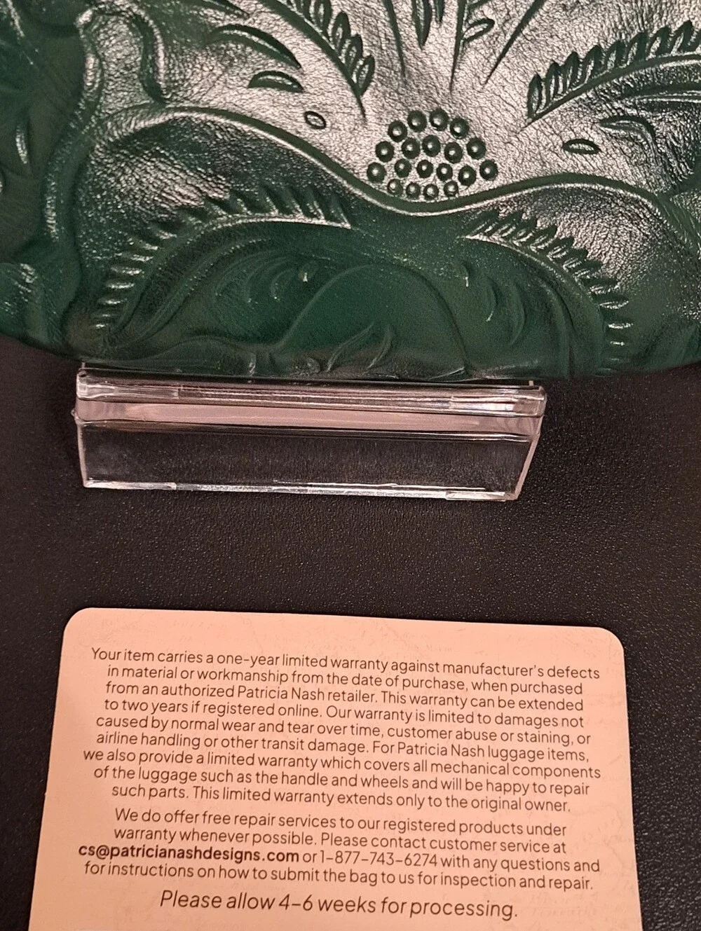 Patricia Nash Emerald Green Embossed Leather Kiss-Lock Coin Purse with Keyring,